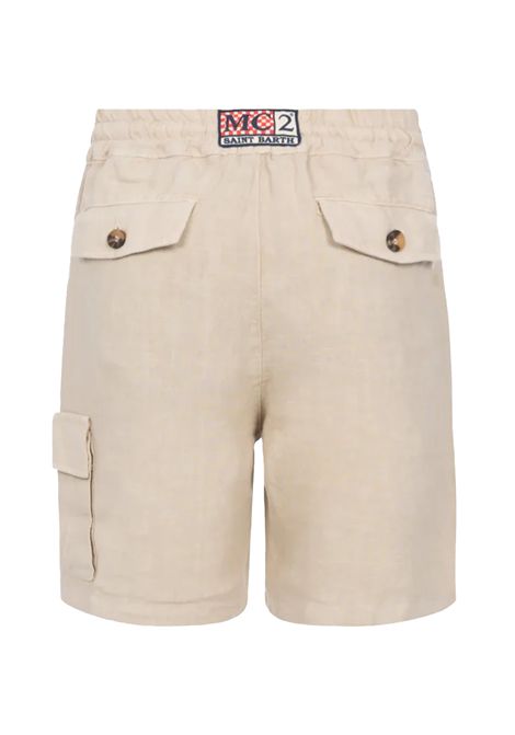 Bermuda Mc2 Saint Barth Marseille bambino MARSEILLEJR002725H Beige lino coulisse logo tasche elastica MC2 SAINT BARTH | Bermuda | MARSEILLEJR002725H11